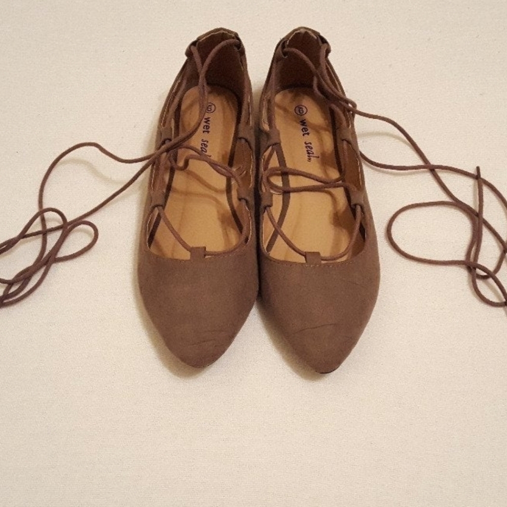 Wet Seal lace-up flats